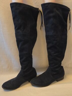 Apri by Italian Shoemakers Navy Up to the Knee Faux Suede Boots Size 8